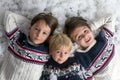 Happy family, three children having christmas pictures taken Royalty Free Stock Photo