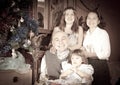 Happy family of three generations with Christmas tree Royalty Free Stock Photo