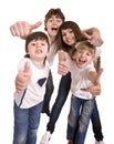 Happy family throw out thumb. Royalty Free Stock Photo