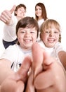 Happy family throw out thumb. Royalty Free Stock Photo