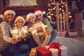 Happy family time -family celebrating Christmas Royalty Free Stock Photo