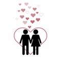 Happy family traditional couple on the background of the heart. Love concept. Vector