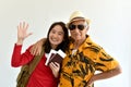 Happy family travel, Asian senior father and daughter exciting to have holiday trip. Royalty Free Stock Photo