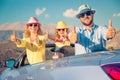 Happy family travel by car in the mountains Royalty Free Stock Photo