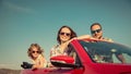 Happy family travel by car in the mountains Royalty Free Stock Photo