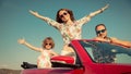 Happy family travel by car in the mountains Royalty Free Stock Photo