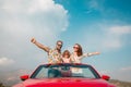 Happy family travel by car in the mountains Royalty Free Stock Photo