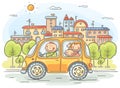 Happy family travelling by car Royalty Free Stock Photo