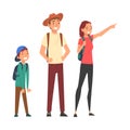 Happy Family Travelling and Sightseeing on Vacation, Smiling Father, Mother and Their Son Characters Vector Illustration Royalty Free Stock Photo