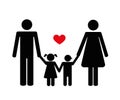 Happy family with two children icon on the white background Royalty Free Stock Photo