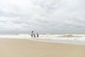 happy family with two kids on the beach