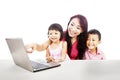 Happy family with ultrabook laptop Royalty Free Stock Photo