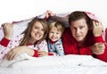 Happy Family under blanket Royalty Free Stock Photo