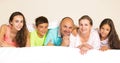 Happy family under blanket Royalty Free Stock Photo