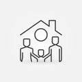 Happy Family under House Roof vector concept line icon