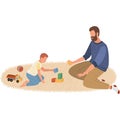 Happy family vector dad playing with son icon