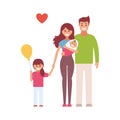 Happy family. Vector flat design illustration on white background Royalty Free Stock Photo