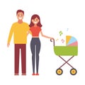 Happy family. Vector flat design illustration on white background Royalty Free Stock Photo