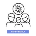 Happy family - vector line design single isolated icon