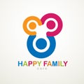 Happy family vector logo or icon created with simple geometric s Royalty Free Stock Photo