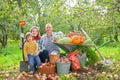 Happy family with vegetables harvest