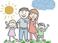 Happy family kids hand drawing picture Royalty Free Stock Photo