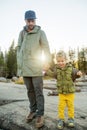 Happy family visit Yosemite national park in California Royalty Free Stock Photo