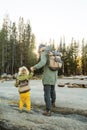 Happy family visit Yosemite national park in California