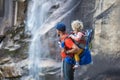 Happy family visit Yosemite national park in California