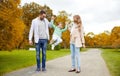 Happy family walking in summer park and having fun Royalty Free Stock Photo