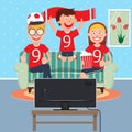 Happy Family Watching Football Together on TV