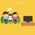 Happy family watching television together