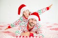 Happy family in Christmas eve Royalty Free Stock Photo