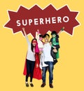 Happy family wearing superhero costumes Royalty Free Stock Photo