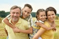 Happy family in wheat field Royalty Free Stock Photo