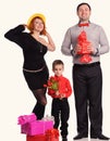 A  happy family on the white background Royalty Free Stock Photo