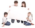 Happy family with white banner. Royalty Free Stock Photo