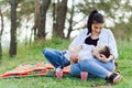 Happy family; young mother and her five year old son spending time outdoor on a summer day. concept of family boy and happy Royalty Free Stock Photo