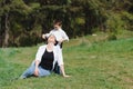 Happy family; young mother and her five year old son spending time outdoor on a summer day. concept of family boy and happy Royalty Free Stock Photo