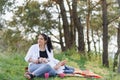 Happy family; young mother and her five year old son spending time outdoor on a summer day. concept of family boy and happy Royalty Free Stock Photo