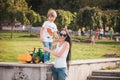 Happy family young mother and her five year old son spending time outdoor on a summer day Royalty Free Stock Photo