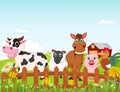 Happy farm animal cartoon collection Royalty Free Stock Photo