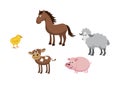 Happy farm animals cartoon character