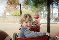 Happy farm boy on tractor Royalty Free Stock Photo