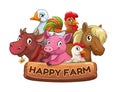 Happy farm title banner for game design.