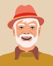 Happy farmer avatar portrait on beige