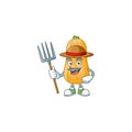 Happy Farmer butternut squash cartoon mascot with hat and tools