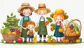 Happy farmer family with their harvest Royalty Free Stock Photo