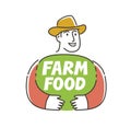 Happy farmer logo. Farm food symbol
