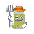 Happy Farmer pumpkin seed butter cartoon picture with hat and tools